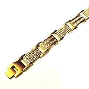 New Double stainless steel CZ gold‎ plated bracelet